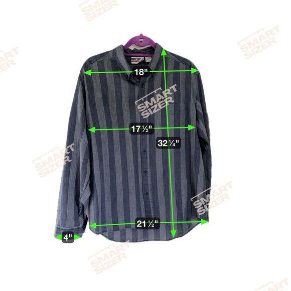 Brittania XL Blue Gray Striped Button Down Shirt 90s Retro Casual Street Style - Picture 14 of 16